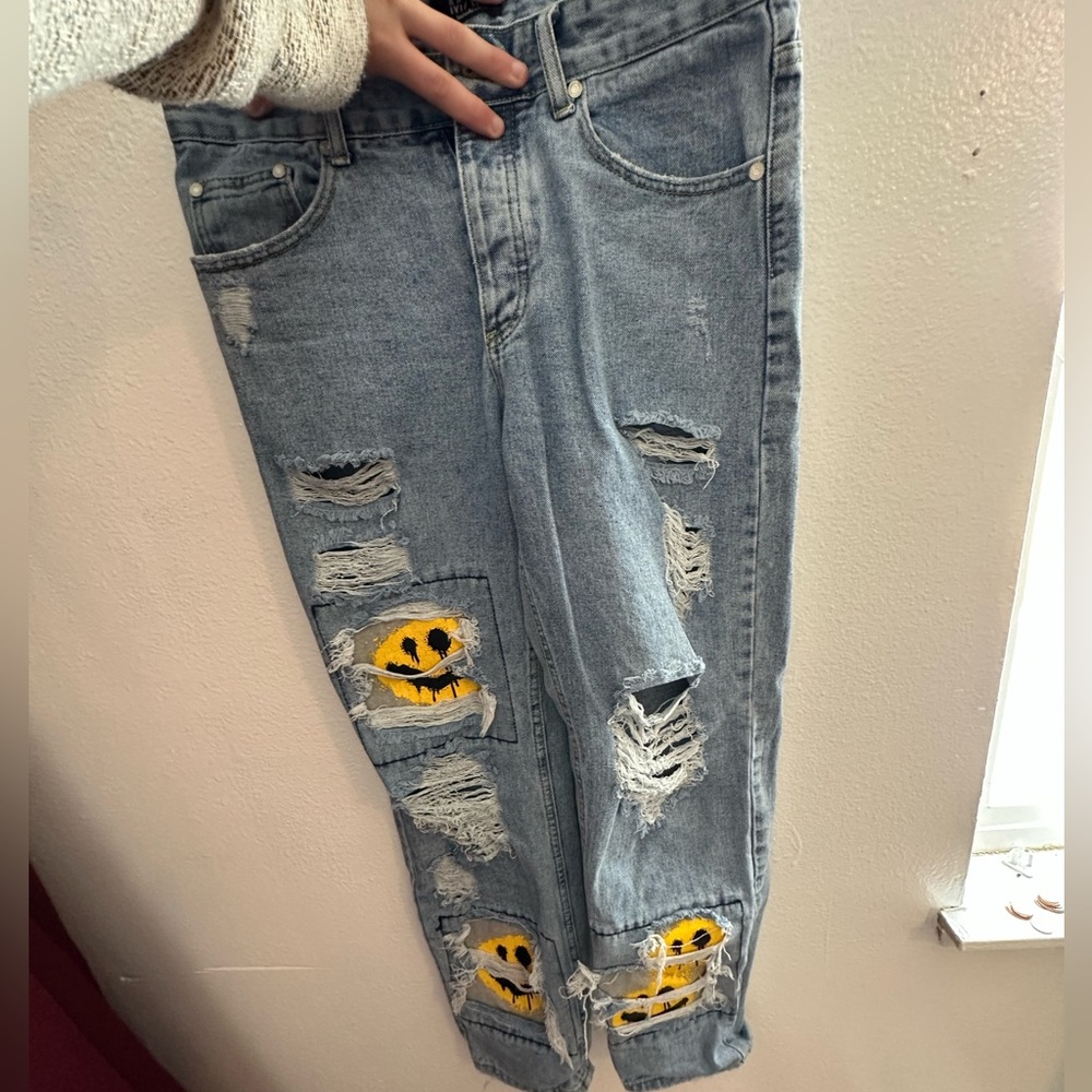smiley face jeans